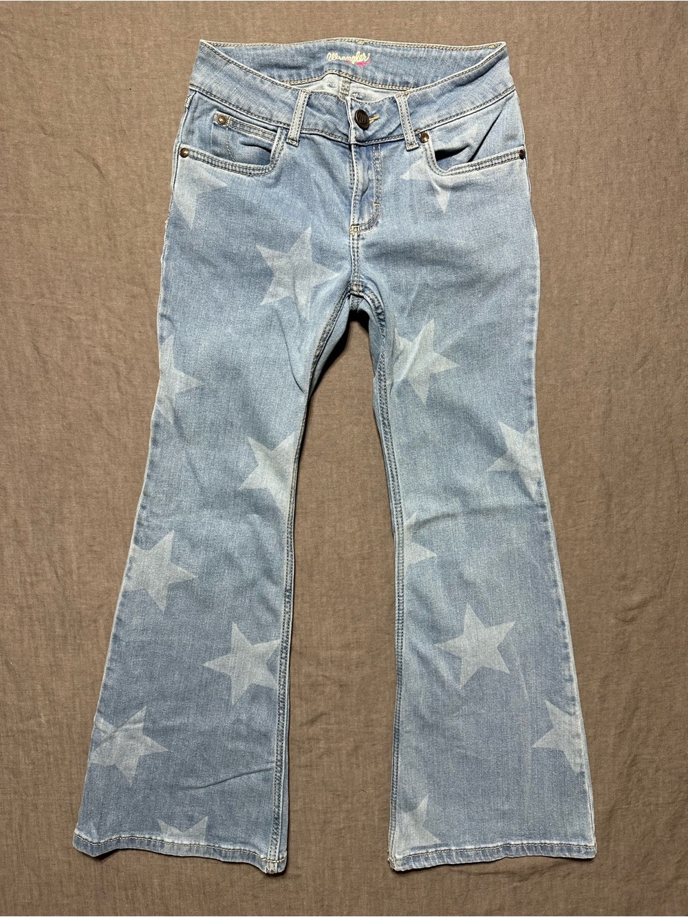 Wrangler Light Blue Star-Print Flared Jeans